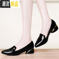 单鞋2019春秋2020新款春季春款百搭瓢鞋四季中跟平底小皮鞋女鞋子 广赫