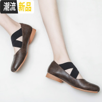 女鞋2019秋款新款秋鞋平底绑带单鞋芭蕾舞复古玛丽珍奶奶鞋豆豆鞋 广赫