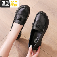 春秋款妈妈鞋单鞋软底女真皮舒适平底软皮鞋豆豆中年人休闲中老年 广赫