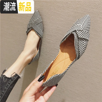 2020春季新款布面透气女鞋子百搭尖头浅口大码平底平跟单鞋女瓢鞋 广赫