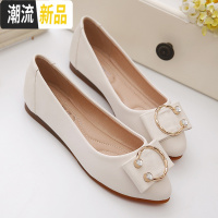 蕾丝镂空浅口单鞋女平底2020春季新款圆头软底百搭豆豆鞋妈妈春秋 广赫