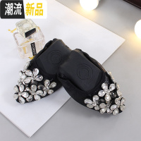 女鞋2020新款春季尖头平底豆豆鞋水钻浅口四季孕妇大码41-43单鞋 广赫