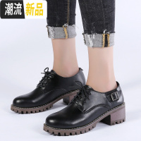 黑色小皮鞋女英伦风女鞋2020春季新款百搭配正装真皮中跟复古单鞋 广赫