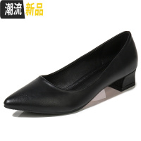工作鞋女2020空姐粗跟防滑软底正装上班皮鞋低跟职业礼仪高跟单鞋 广赫