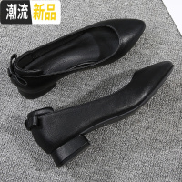 正装工作鞋粗跟酒店银行面试上班鞋软底黑色工鞋不累脚职业单鞋女 广赫