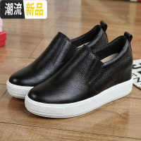 懒人鞋乐福鞋女2020新款春季真皮单鞋女厚底内增高一脚蹬女鞋 广赫