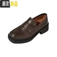 女鞋2020新款春季英伦小皮鞋乐福鞋女单鞋厚底松糕鞋皮鞋浅口粗跟 广赫