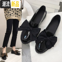 平底鞋女2019新款韩版百搭英伦单鞋小皮鞋女学生日系蝴蝶结乐福鞋 广赫