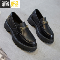 小皮鞋女厚底松糕单鞋网红阿希哥2020新款英伦风学生马衔扣乐福鞋 广赫