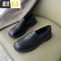 小皮鞋女2020新款复古英伦风平底软皮乐福鞋学一脚蹬院风方头单鞋 广赫