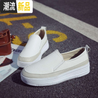 2019新款小白鞋松糕鞋女厚底乐福鞋平底单鞋休闲懒人一脚蹬女鞋潮 广赫