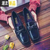 英伦风小皮鞋女2020新款百搭豆豆鞋网红日系平底方头单鞋女乐福鞋 广赫