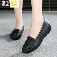 妈妈鞋真皮单鞋女平底鞋休闲鞋中年女式皮鞋软底豆豆舒适皮鞋 广赫