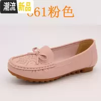 春秋款四季平底中年妇女鞋防滑豆豆鞋软底妈妈鞋休闲女单鞋软皮鞋 广赫