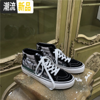高帮帆布鞋男女情侣春季涂鸦板鞋韩版百搭高邦ins学生鞋子男潮鞋  广赫