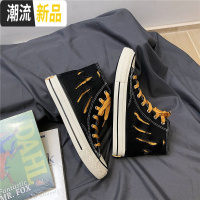 帆布鞋男中帮板鞋超火韩版百搭ins潮鞋小脏橘ulzzang高帮布鞋  广赫