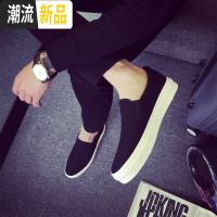 男式帆布鞋一脚蹬低帮厚底增高韩版休闲潮鞋秋懒汉人时尚单鞋  广赫