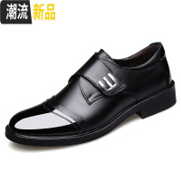 广赫鞋子皮鞋男魔术贴懒人男款透气商务休闲正装牛皮中老年爸爸鞋男式 广赫休闲鞋