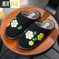 棉拖鞋女冬季室内居家用防水pu皮拖家居厚底毛绒保暖秋冬天牛筋底  广赫