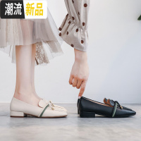 单鞋女2020春季新款百搭平底豆豆鞋秋款仙女配裙晚晚英伦风小皮鞋 广赫
