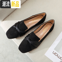 单鞋女春2020新款韩版百搭两穿豆豆鞋方头平底鞋网红仙气乐福鞋女 广赫