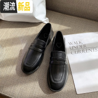 英伦小皮鞋女春秋款平底单鞋2020新款豆豆鞋一脚蹬配裙子乐福鞋 广赫