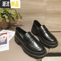2020春季新款厚底松糕鞋乐福鞋女粗跟英伦小皮鞋网红百搭单鞋软皮 广赫