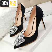 大码41-43高跟鞋女2019新款细跟尖头性感水钻晚礼服宴会气质单鞋 广赫