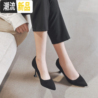 猫跟黑色高跟鞋女细跟百搭职业礼仪ol正装面试31学生32小码33单鞋 广赫