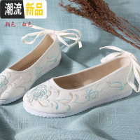 古风鞋子女学生系带平跟布底百搭中国风彼岸花汉服鞋配马面裙 广赫休闲鞋