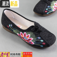 妈妈鞋中老年舒适休闲女鞋散步鞋广场跳舞鞋透气绣花鞋 广赫休闲鞋