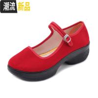 老北京布鞋女软底舞蹈鞋中跟黑色工作鞋酒店防滑厚底广场舞跳舞鞋 广赫休闲鞋