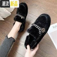 厚底毛毛鞋女2019冬季孕妇外穿加绒瓢网红懒人一脚蹬羊羔毛豆豆鞋 广赫休闲鞋