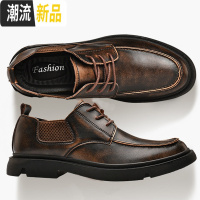 广赫增高工装潮鞋潮男鞋子春鞋大头真皮鞋韩版切尔西靴低帮马丁牛皮靴休闲鞋