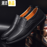男士秋季真皮豆豆鞋男青年休闲黑色皮鞋男韩版软皮驾车懒人潮鞋子 广赫休闲鞋