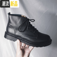 经典马丁靴黑色真皮短靴高帮皮鞋韩版机车靴情侣男女皮靴加绒靴子  广赫