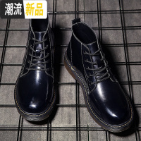 广赫马丁靴男春冬季加绒中帮男士短靴潮英伦风皮靴高帮皮鞋大头靴子男