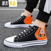 2020新款春季高帮男鞋韩版潮流帆布潮鞋网红百搭板鞋中帮布鞋高邦  广赫