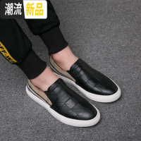 休闲鞋男韩版潮流格纹舒适乐福鞋精神小伙舒适套脚男鞋子春季新款  广赫