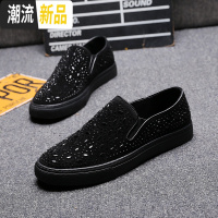 欧洲站乐福鞋男潮百搭一脚蹬男鞋子休闲懒人铆钉鞋英伦男士休闲鞋  广赫