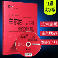 正版车尔尼钢琴初级练习曲作品599 江晨大字版 附示范CD 上海教育出版社 车尔尼599钢琴基础练习曲系列训练教程教