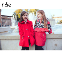 南西象n&e童装冬装2018新款儿童休闲纯色中长款外套呢子女童大衣
