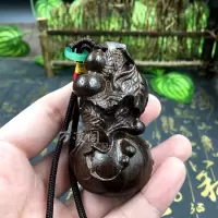 杞记 沉香木刻貔貅葫芦小象手把件 木质工艺品把玩小件家居摆件