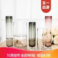 【家装节】※唯美 瓶底气泡直筒透明玻璃花瓶 水培花瓶花器婚庆路引 水晶花瓶