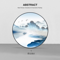 新中式客厅卧室床头装饰画圆玄关山水挂画中国风茶室餐厅禅意壁画