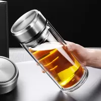 双层玻璃杯水杯大容量男家用隔热保温透明防摔耐热加厚泡茶杯子1L