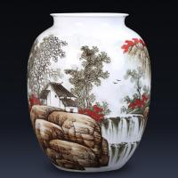 景德镇陶瓷器 名家手绘书画缸卷轴缸字画缸中式书房落地花瓶摆件