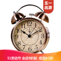 【家装节】欧式复古静音闹钟美式卧室床头摆件简约台钟个性定时用创意超大声