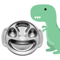 幼儿园餐盘304不锈钢儿童餐具宝宝餐厅分格托盘可爱分隔饭盒圆盘