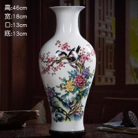 景德镇陶瓷花瓶摆件客厅落地创意饰品青花瓷器干花仿真假花小花瓶